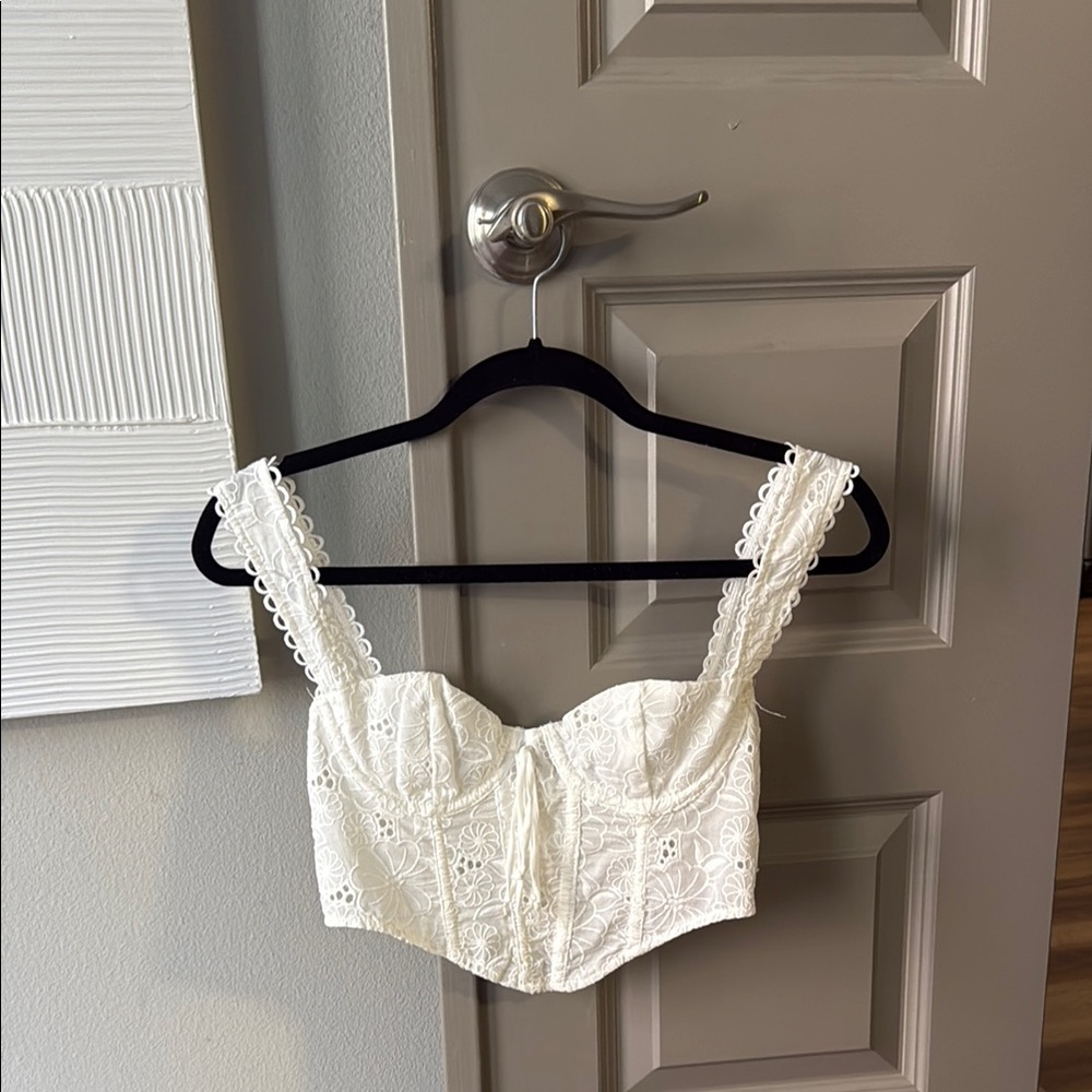 White Lace Crop Top
